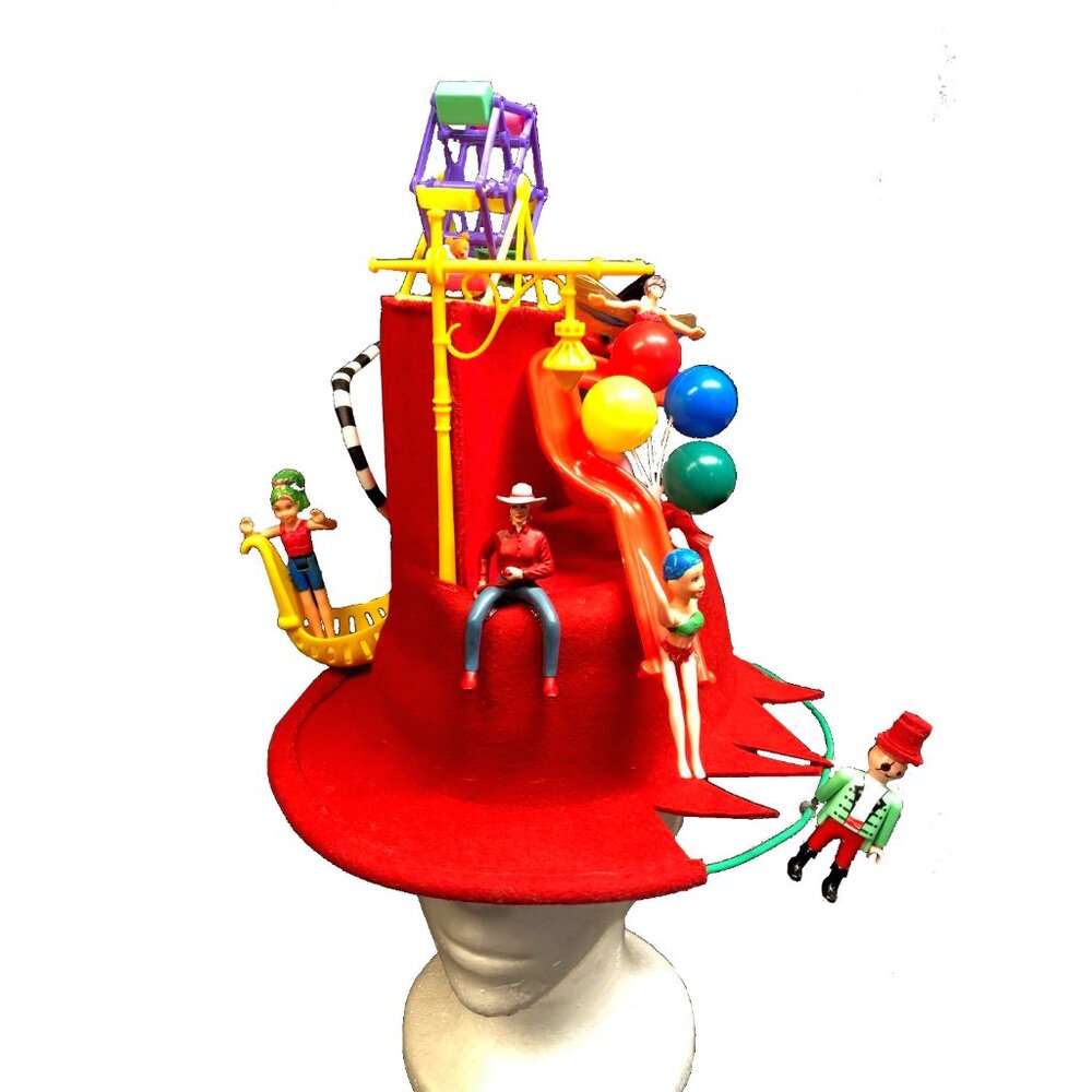 Silly Wearable Unique Foolish Red Top Hat with Characters Great Gift